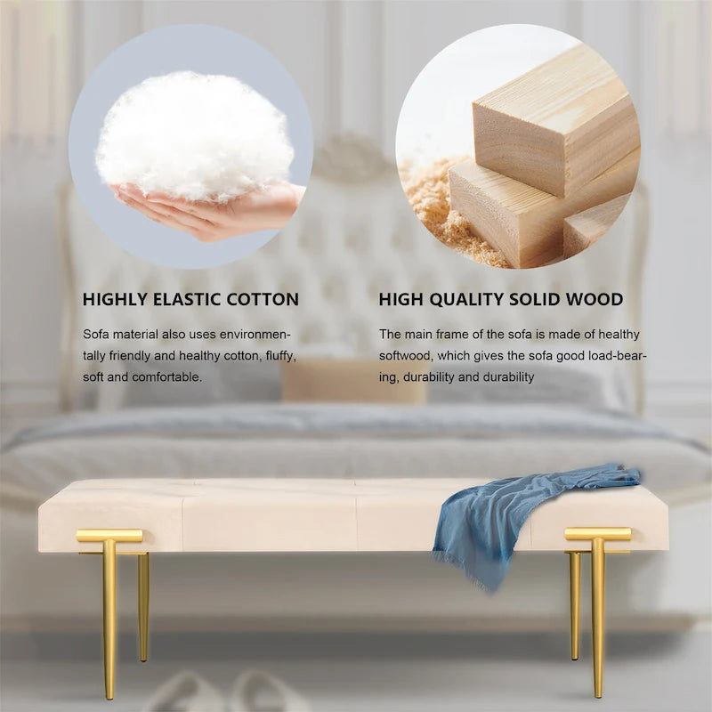 Banc ottoman moderne de 48 pouces pour chambre, salon ou entrée