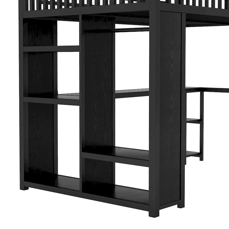 Cadre de lit mezzanine XL avec armoire intégrée