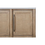 Table ronde extensible de 54 pouces avec 4 chaises et plateau en ciment, buffet 6 pièces