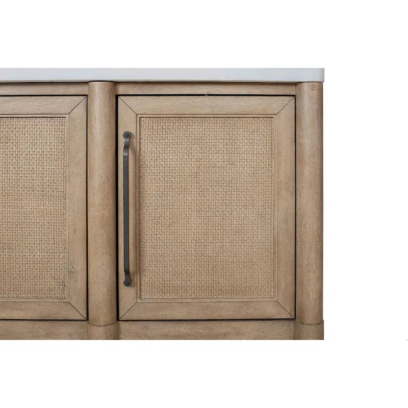 Table ronde extensible de 54 pouces avec 4 chaises et plateau en ciment, buffet 6 pièces