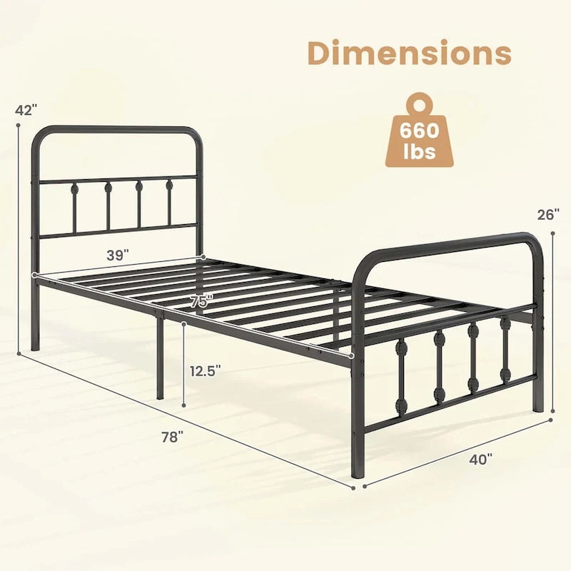 Cadre de lit Costway pour lit double/queen/king avec tête de lit intégrée