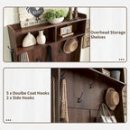 Banc d'entrée de style ferme de 42 pouces de large avec porte-manteau et armoire de vestiaire