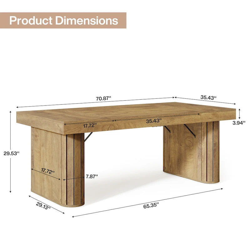 Bureau de direction 70,9 cm, bureau d'ordinateur style ferme, grand poste de travail pour bureau à domicile, marron