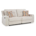 Genna Manual Reclining Sofa, Light Beige Polyester, 2 Pillows, 87 Inch
