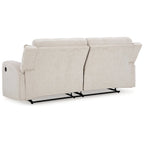 Canapé inclinable manuel Genna, polyester beige clair, 2 coussins, 221 cm