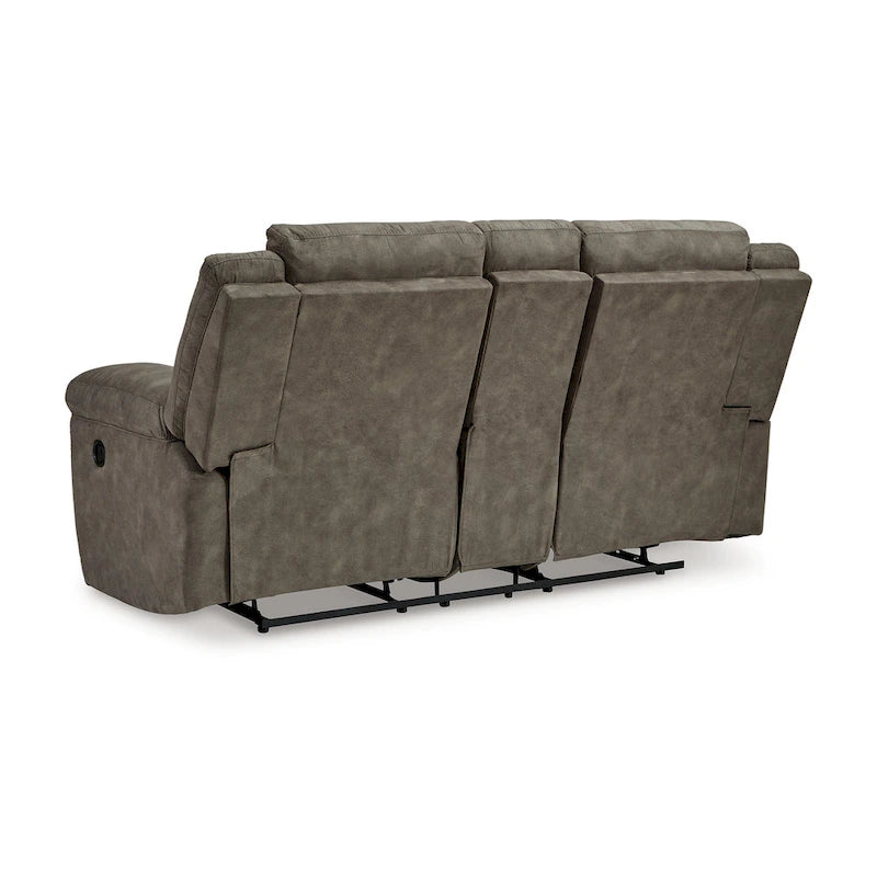 Fauteuil inclinable manuel double Larson, canapé deux places surdimensionné, similicuir marron