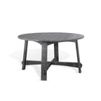 Rena Dining Table, 54 Inch Round Planked Black Smoke Mahogany Wood