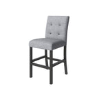 Ensemble de salle à manger 5 pièces, hauteur comptoir, comprenant une table rectangulaire en bois et 4 chaises rembourrées à dossier haut.