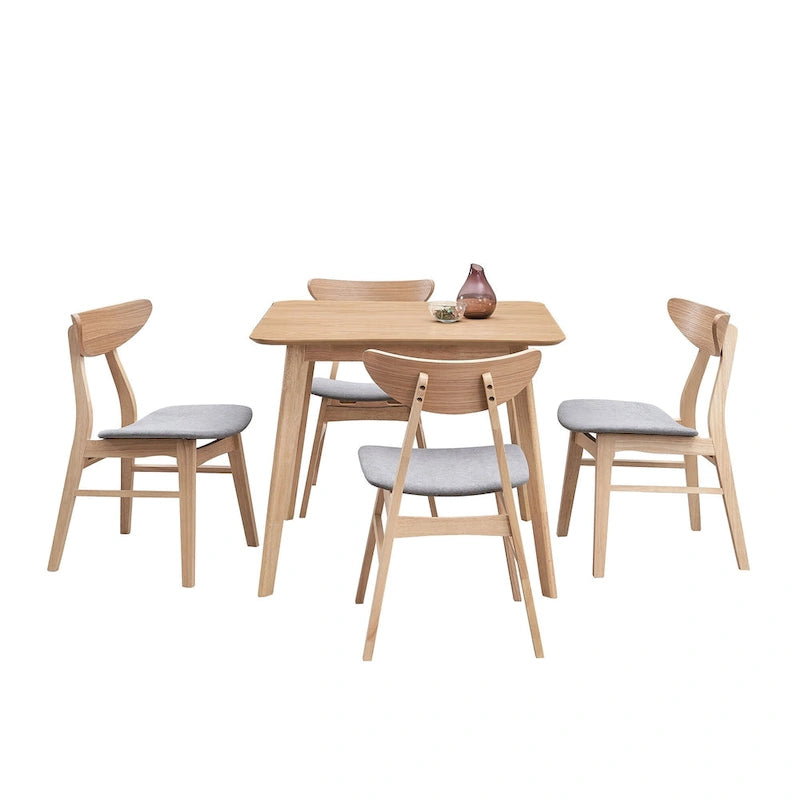 Ensemble table et chaises de salle à manger modernes 5 pièces, table de salle à manger en bois pour cuisine décontractée avec 4 chaises de salle à manger rembourrées