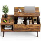 Tables basses en bois Sweetcrispy avec plateau relevable et rangement pour café
