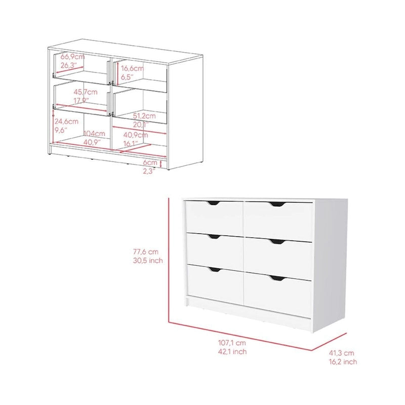 Commode de 107 cm (42 pouces) avec 4 tiroirs pour le rangement et l'organisation de la chambre à coucher
