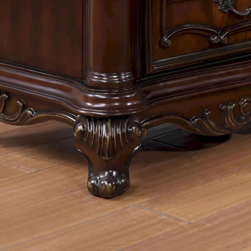 Ensemble de chambre à coucher traditionnel 3 pièces Eugene de Furniture of America, panneaux en bois de cerisier foncé