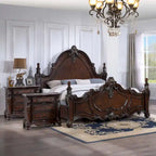 Ensemble de chambre à coucher traditionnel 3 pièces Eugene de Furniture of America, panneaux en bois de cerisier foncé