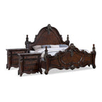 Ensemble de chambre à coucher traditionnel 3 pièces Eugene de Furniture of America, panneaux en bois de cerisier foncé