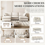 Ensemble canapé d'angle en chenille motif nuage en forme de U avec pouf et coussins