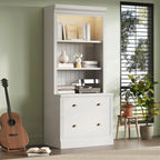 Versatile Tall Bookshelf with LED Lighting and Multiple Storage Options for Home