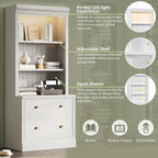 Bibliothèque haute polyvalente avec éclairage LED et multiples options de rangement pour la maison