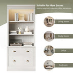 Bibliothèque haute polyvalente avec éclairage LED et multiples options de rangement pour la maison