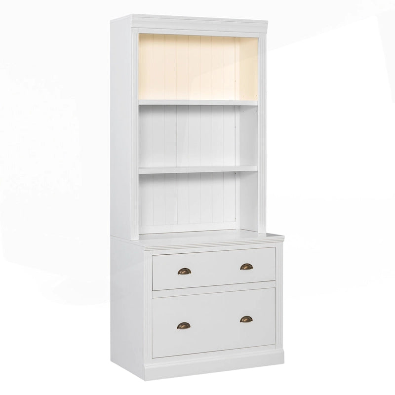 Bibliothèque haute polyvalente avec éclairage LED et multiples options de rangement pour la maison