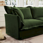 Canapé d'angle 2 places en chenille 83,4 avec poufs