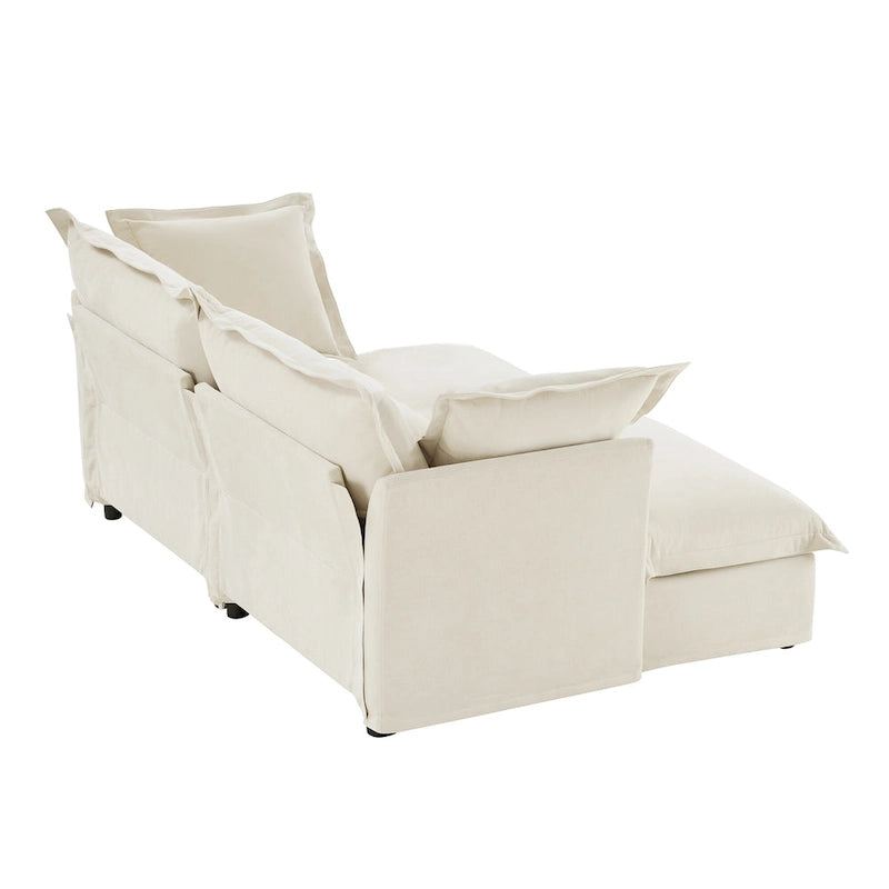 Canapé d'angle 2 places en chenille 83,4 avec poufs