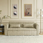 Canapé-lit gigogne 3 en 1 moderne, capitonné, avec accoudoirs arrondis et clous décoratifs en cuivre, futon convertible 3 places, noir