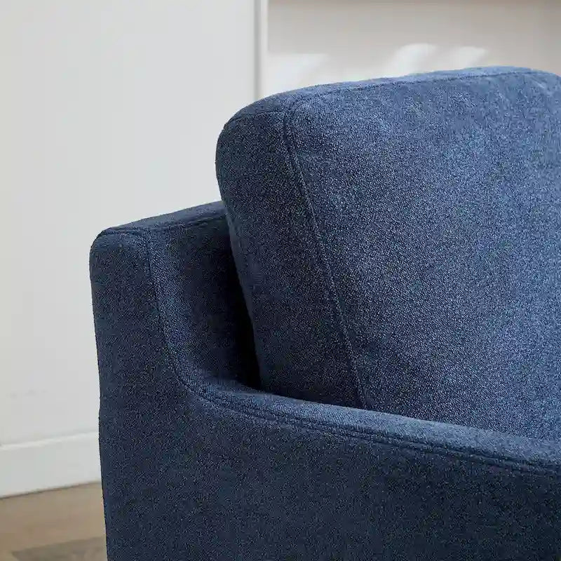 Fauteuil pivotant à 360° en chenille moderne de 76 cm (29,92 po), avec structure en bois massif et coussin de dossier amovible