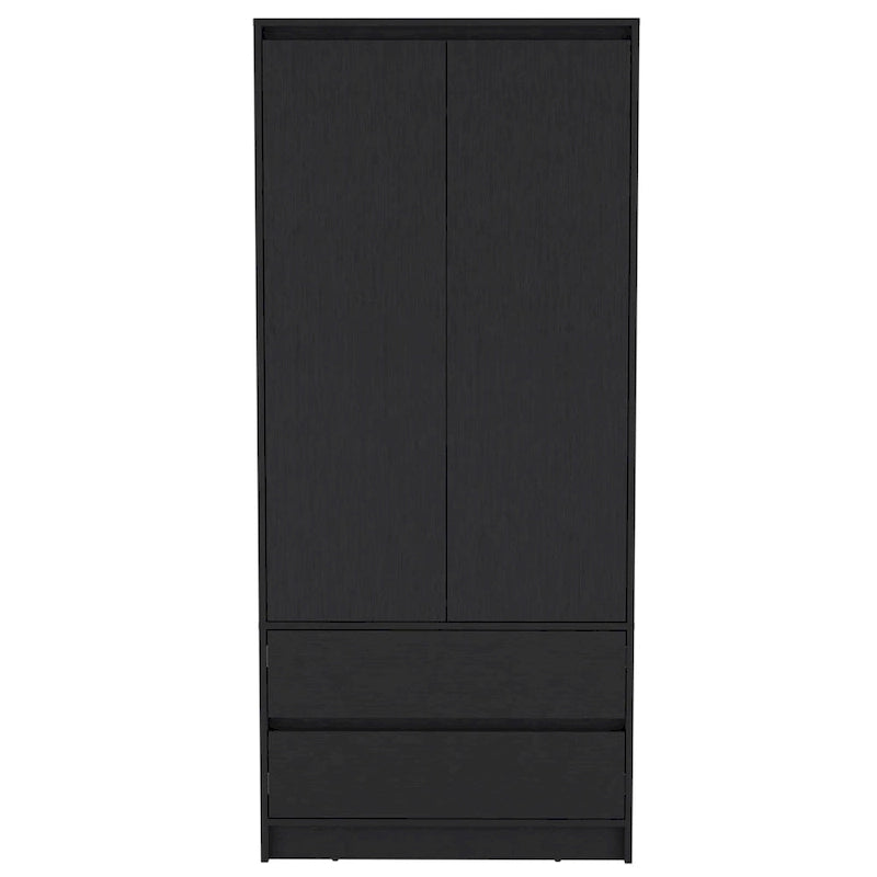 20.47 Modern Double-door Armoire with Hanging Rod and Two Drawers for Bedroom