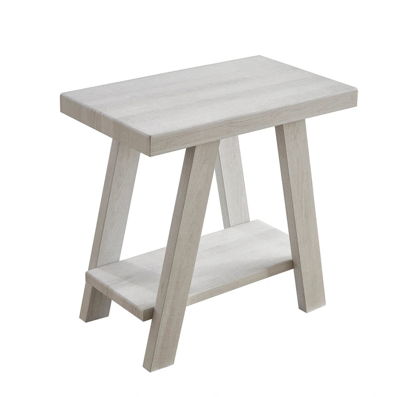 Table d'appoint rectangulaire moderne de 23,5 pouces avec étagère de rangement et pieds à angle large