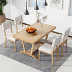 5-Piece Wooden Dining Table Set with 59 Rectangular Table & 4 Chairs