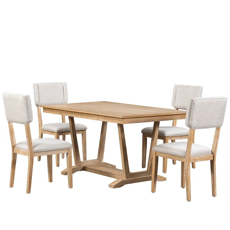 Ensemble de salle à manger en bois 5 pièces comprenant une table rectangulaire de 59 pouces et 4 chaises