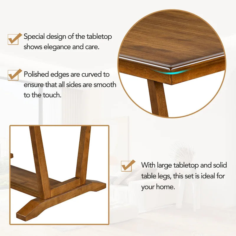 Ensemble de salle à manger en bois 5 pièces comprenant une table rectangulaire de 59 pouces et 4 chaises