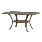 Ensemble de salle à manger moderne 6 pièces avec table, chaises, coussins amovibles, étagère de rangement et banc.