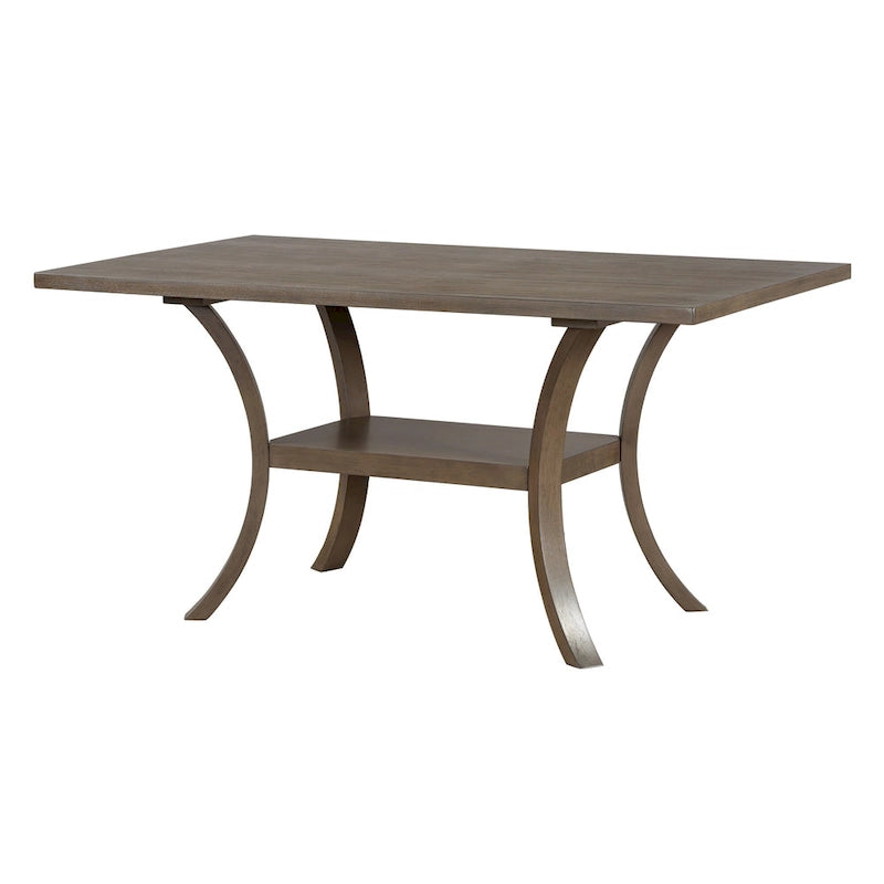 Ensemble de salle à manger moderne 6 pièces avec table, chaises, coussins amovibles, étagère de rangement et banc.