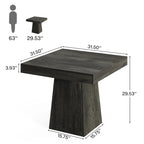 Table de salle à manger carrée de 80 cm pour 4 personnes, style campagnard - 80 cm de profondeur x 80 cm de largeur x 75 cm de hauteur