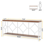 Table console extra longue de 180 cm avec étagère de rangement ouverte, table d'entrée étroite à placer derrière le canapé