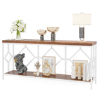 Table console extra longue de 180 cm avec étagère de rangement ouverte, table d'entrée étroite à placer derrière le canapé