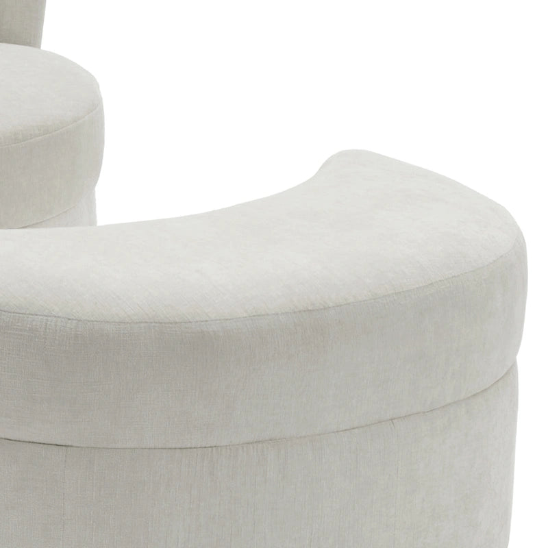 Fauteuil pivotant rembourré avec pouf de rangement à plateau en bois