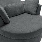 Fauteuil pivotant rembourré avec pouf de rangement à plateau en bois