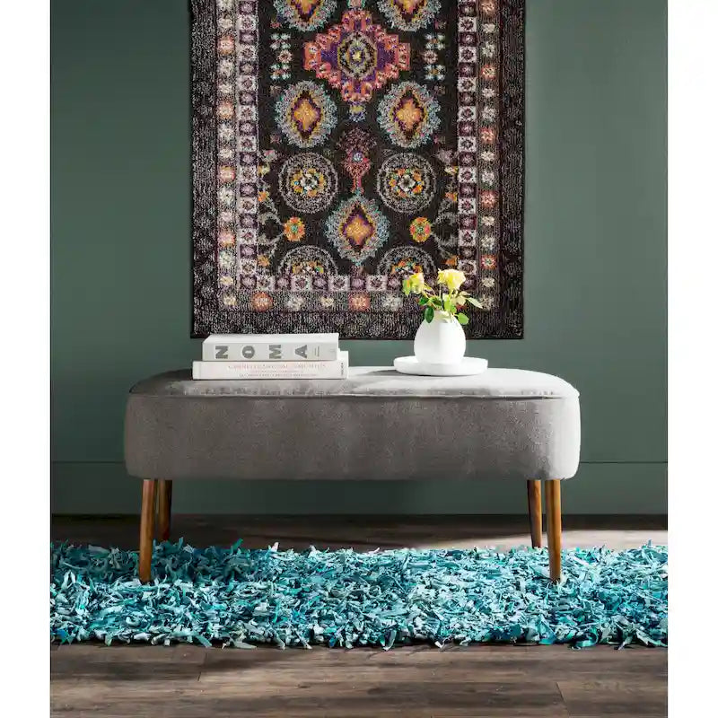 Banc SAFAVIEH Ariane en laine orange style Mid-Century - 39,6 x 19,9 x 18,3 - 40 po L x 20 po P x 18 po H