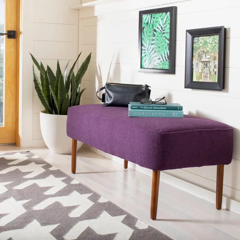 Banc SAFAVIEH Ariane en laine orange style Mid-Century - 39,6 x 19,9 x 18,3 - 40 po L x 20 po P x 18 po H