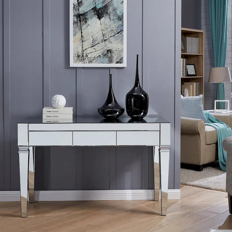 Bureau Dakota argenté à miroir