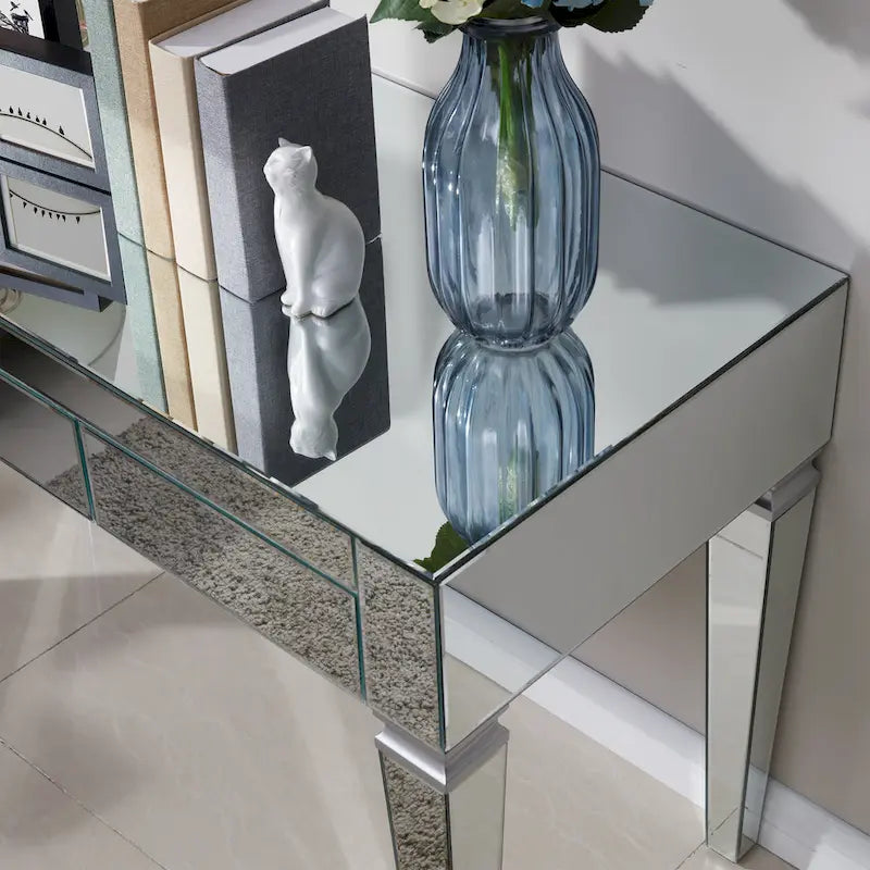 Bureau Dakota argenté à miroir