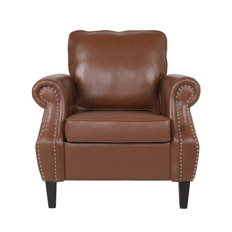 Fauteuil club Dowd en similicuir avec garniture cloutée par Christopher Knight Home