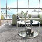 Ensemble de deux tables basses Gable Glam avec plateau en verre et étagère, par Furniture of America