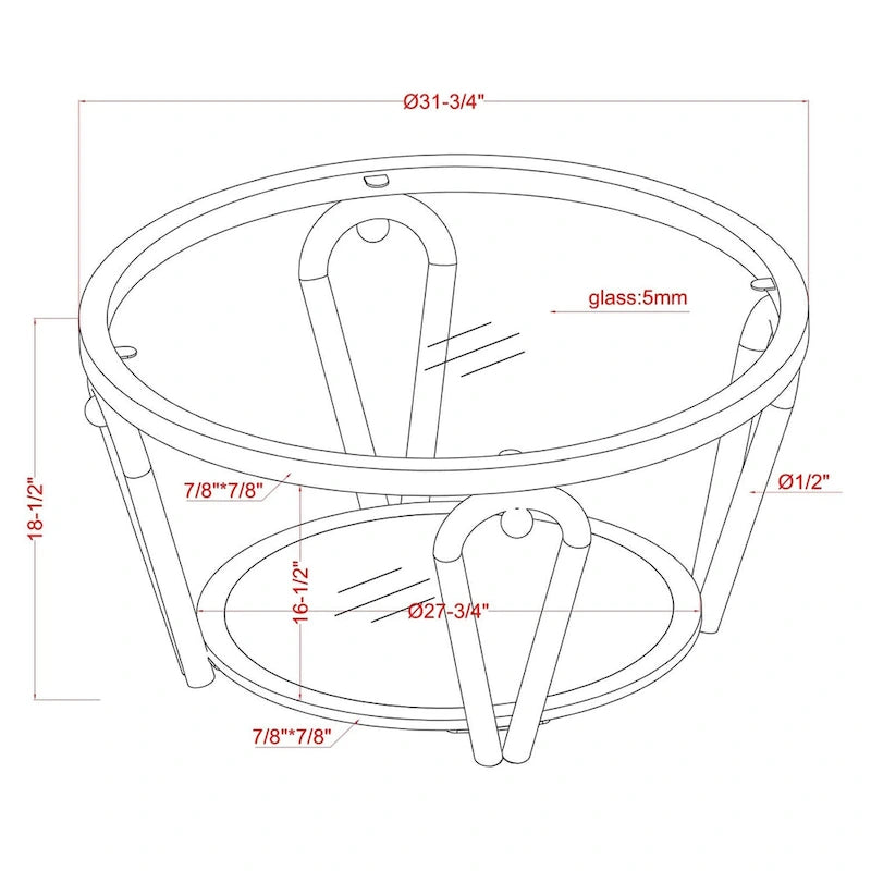Ensemble de deux tables basses Gable Glam avec plateau en verre et étagère, par Furniture of America