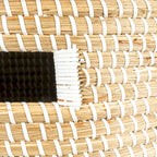 Tables en jonc de mer avec rangement et plateaux en bois