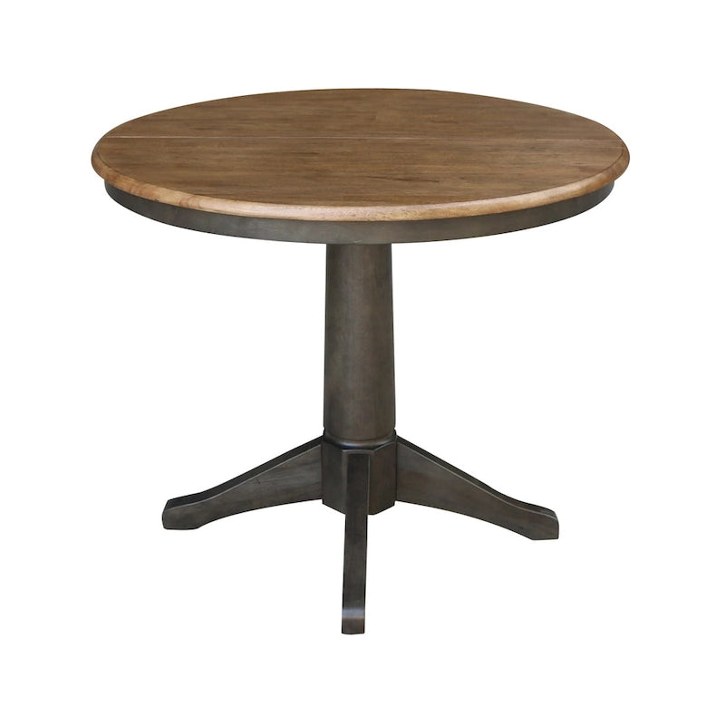 Table de salle à manger extensible ronde en bois massif de 36 pouces avec 2 chaises de salle à manger