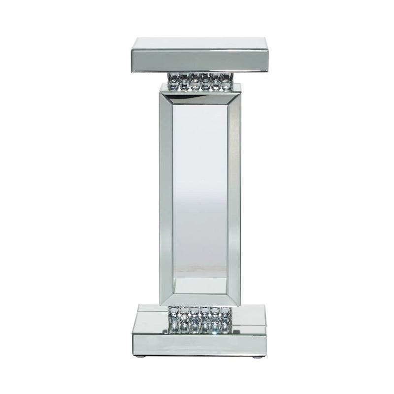 Table d'appoint en verre miroir argenté - Roche River Decor - 30,5 cm x 30,5 cm x 71 cm (L x l x H)