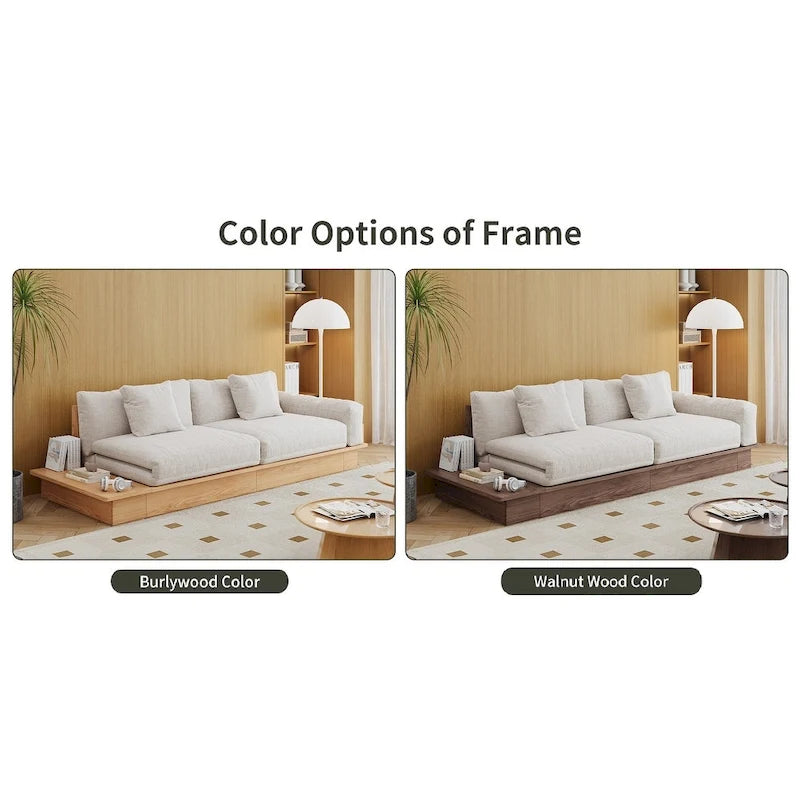 Canapé JASIWAY moderne en bois massif recouvert de coton et de lin